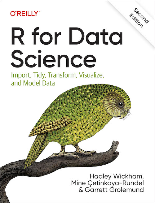 Front cover of R for Data Science showing a Kakapo Parrot