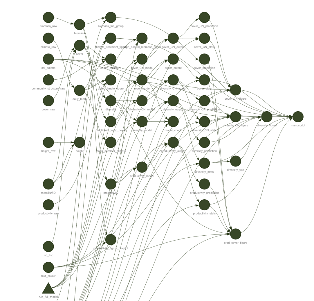 Dependency graph that vizualises a complex target pipeline.