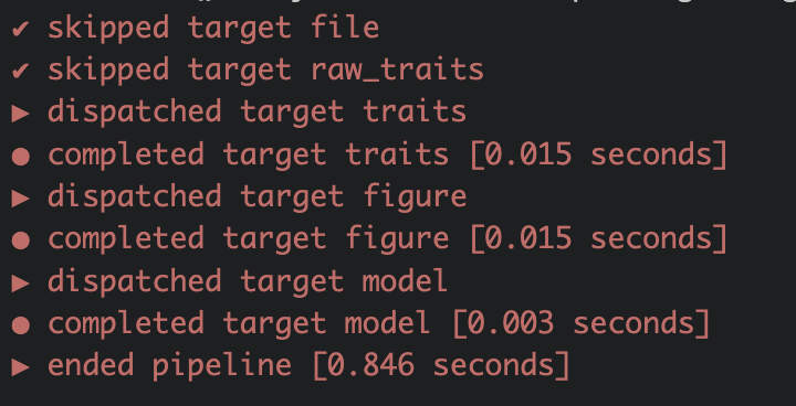 R output after running the pipeline.