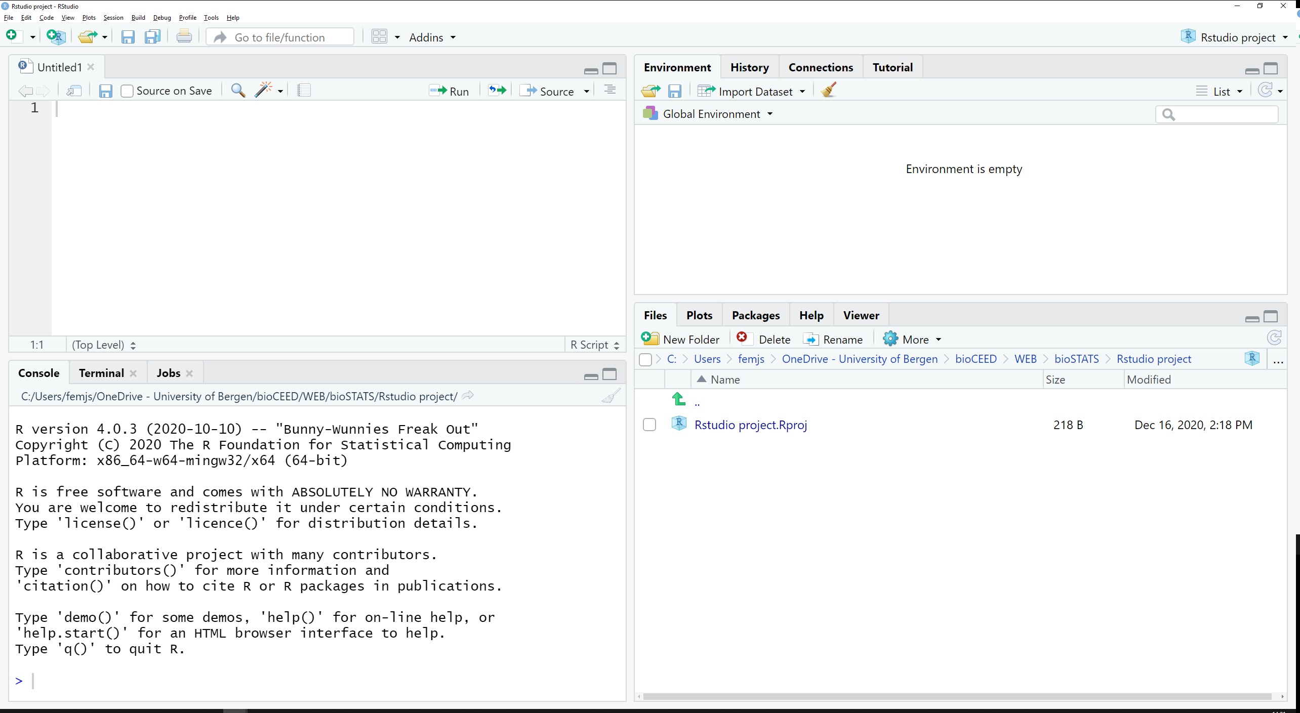 Screenshot of RStudio's Graphical User Interface.