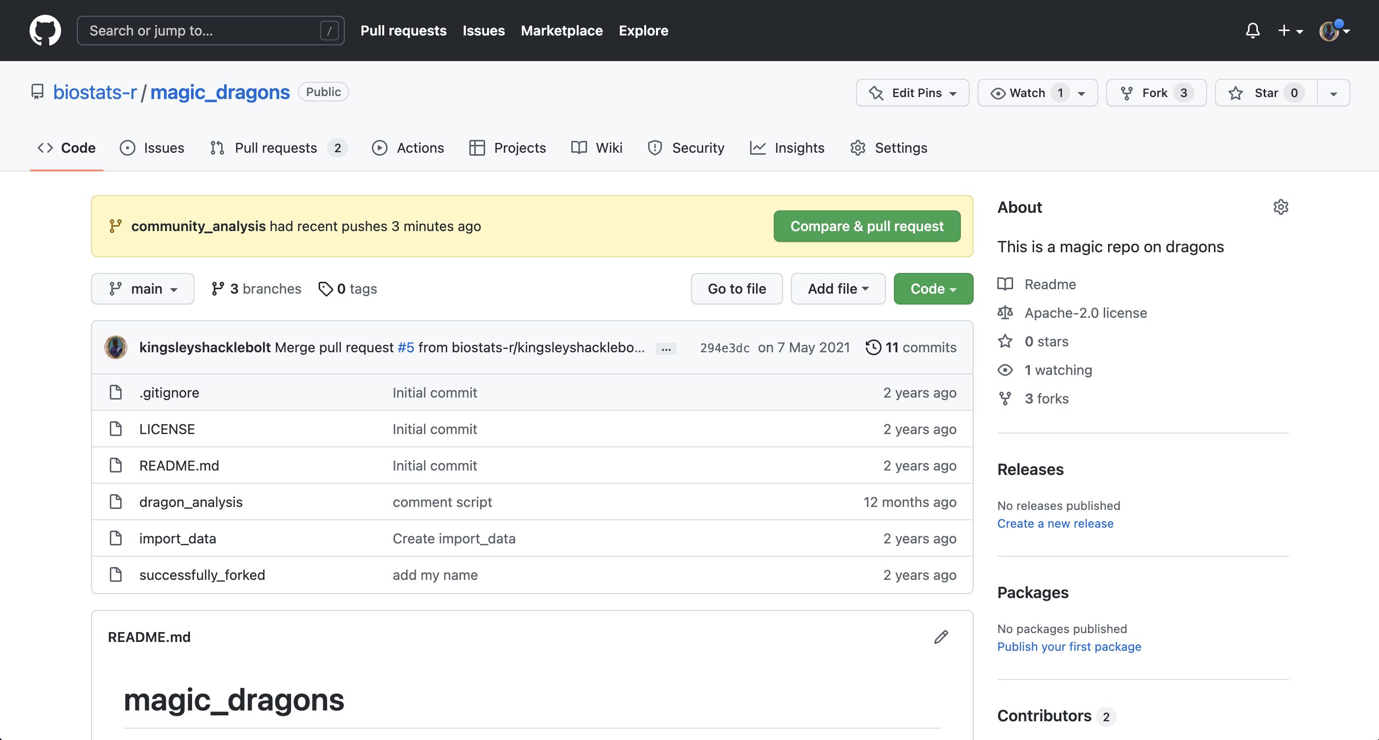 Screenshot of GitHub.com showing button to start merging branches.